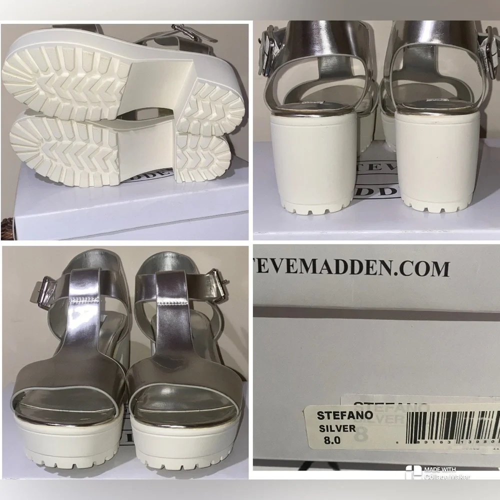 Steve Madden sandals silver Chunky Platform Steve Madden heels shoes Steffano